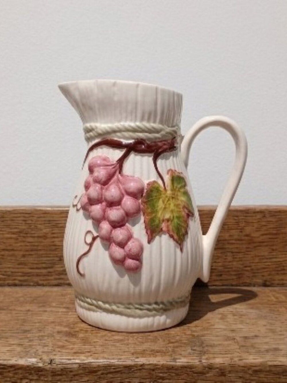 Jay Willfred Andrea by Sadek Grape Pitcher Relief Ceramic Portugal 9" Vintage